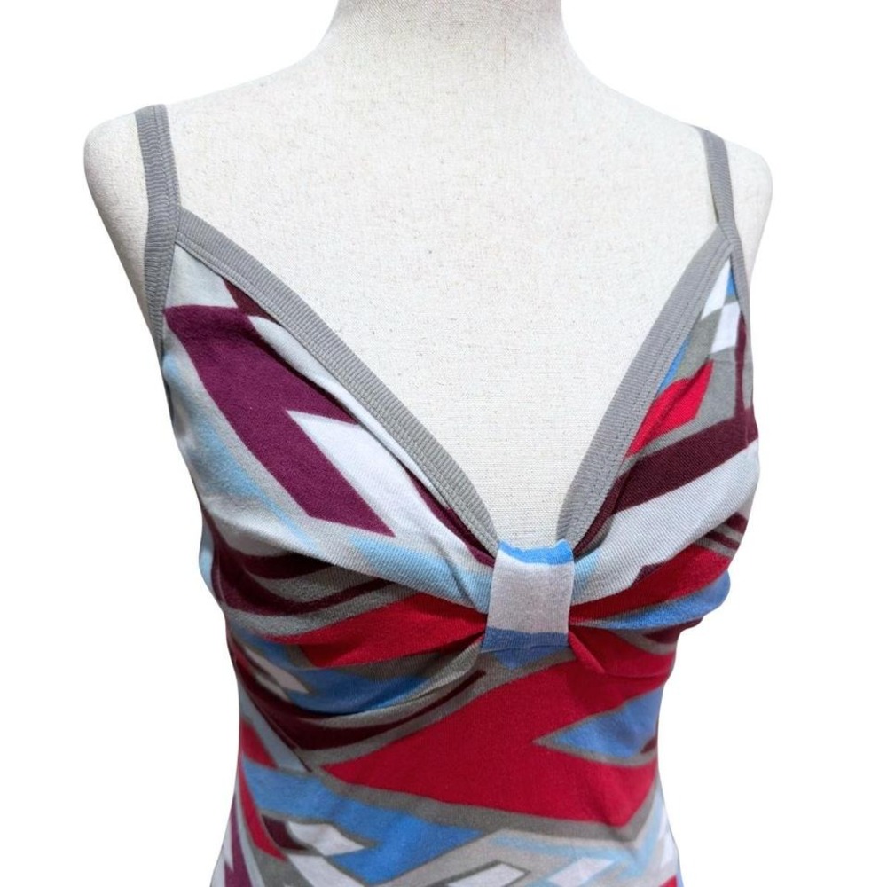 NWT Y2K Hayes Custo Barcelona Artsy Geometric Print Babydoll‎ Tank Size M - Picture 2 of 3